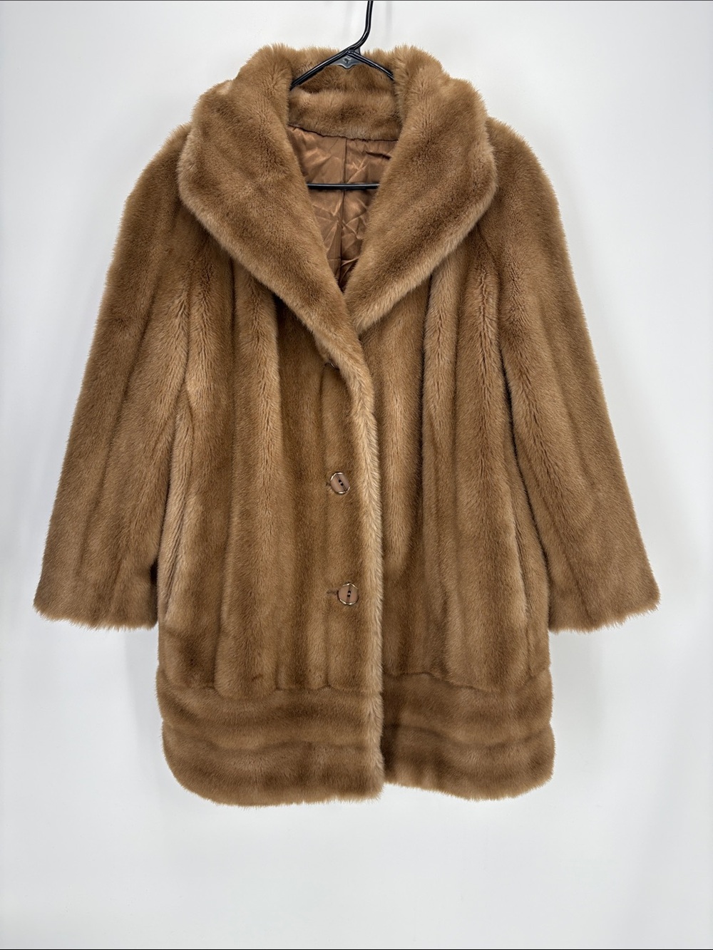 🦔 Tissavel of France Plush Tan faux Mink Coat